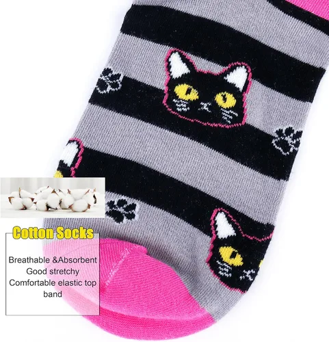 Vista 4 de Belloxis 5 pares de bonitos y divertidos calcetines de animales para mujeres y niñas, cómodos calcetines de algodón para uso diario, grandes ideas
