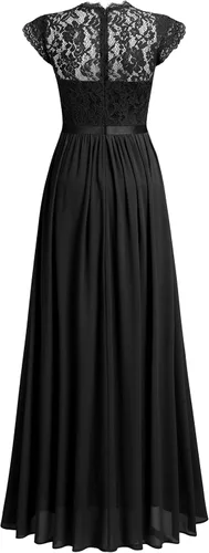 Vista 6 de Miusol Vestido de encaje floral formal para mujer, de manga corta, para fiesta de noche, largo