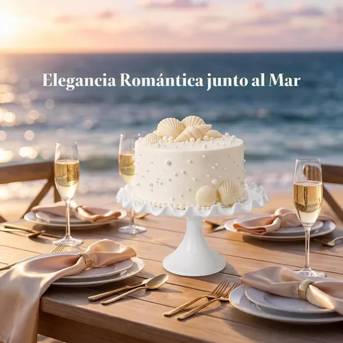 Vista 5 de Soporte redondo de porcelana para tartas de 12 pulgadas, soporte de postre blanco para bodas, fiestas de cumpleaños