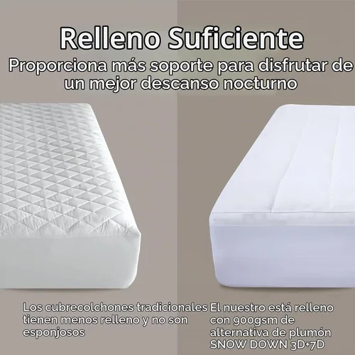 Vista 4 de Epitex - Cubrecolchón extra grueso y de apoyo para el dolor de espalda, funda de colchón transpirable de algodón puro, diseño de bolsillo profundo
