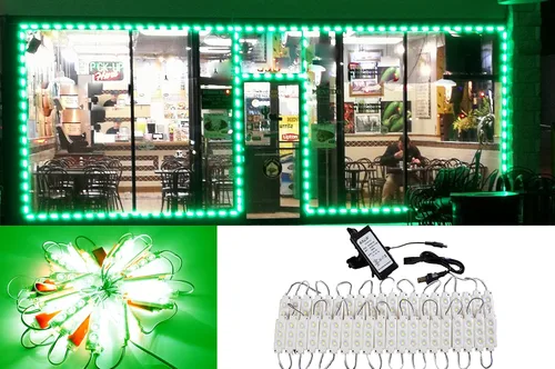 Vista 2 de Luz LED para ventana de escaparate, 60 pies, color verde más brillante 5630 con fuente de alimentación de 12v con certificación UL