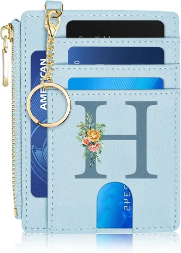 Vista 33 de Tarjetero para mujer minimalista y delgado con bolsillo frontal, bloqueo RFID, cartera compacta con ventana para identificación y bolsillo