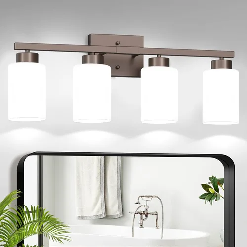Vista 43 de IZORRO Lámparas de baño, modernas luces de tocador, accesorios de iluminación de baño sobre espejo con pantalla de vidrio transparente, aplique