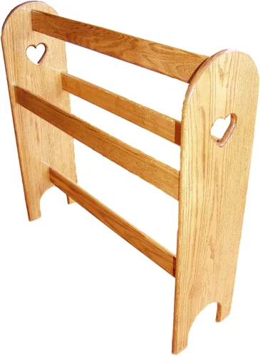 Vista 4 de Quilt Rack Stand Hanging Shelf for the Floor Country Wooden Display Rack