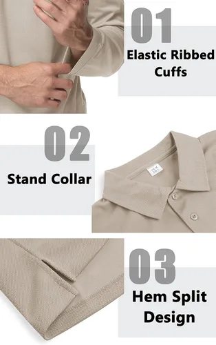 Vista 4 de TACVASEN - Camiseta de cuello polo táctica para hombre, diseño de manga larga y corta, para deportes y uso al aire libre