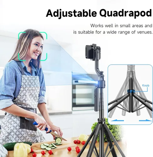 Vista 8 de Andoer Trípode de seguimiento automático de cara de 64 pulgadas con soporte, trípode de seguimiento de rotación de 360° con control remoto y control