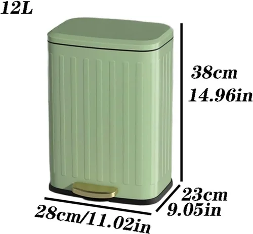Vista 2 de HIHELO Cubo de basura de 6L/12L para el hogar, cocina, sala de estar, papelera de gran capacidad, con pedal de doble capa, cubo de basura de acero
