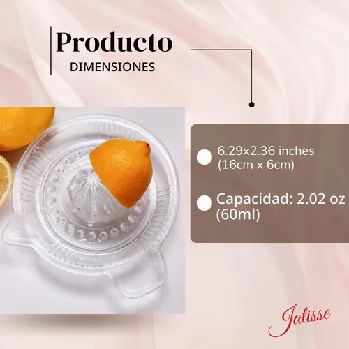 Vista 4 de Exprimidor de limón de vidrio, naranja, exprimidor manual de pomelo, exprimidor de cítricos pequeños, extractor manual de mano con mango y boquilla