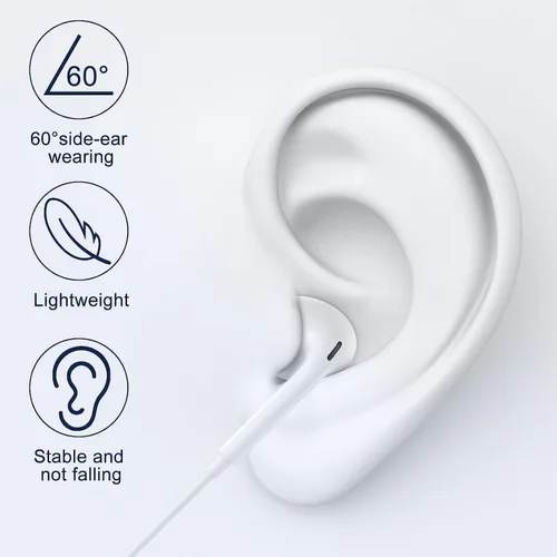 Vista 5 de Paquete de 2 auriculares con cable para iPhone, auriculares con micrófono integrado y control de volumen, compatibles con iPhone 14 13 12 11 XR XS X