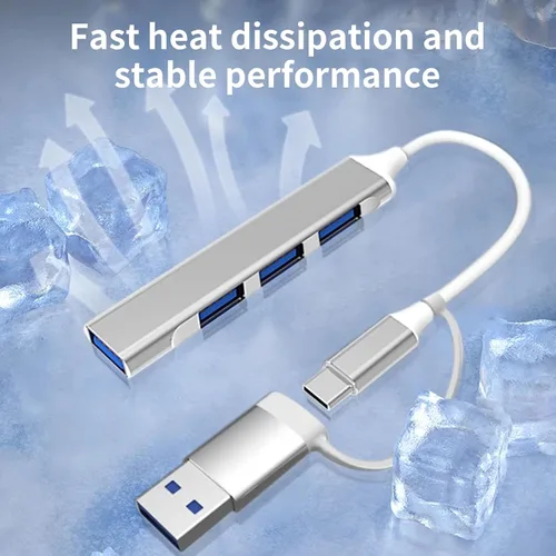 Vista 2 de Hub USB 3.0, concentrador USB de 4 puertos USB Splitter USB expansor para laptop, unidad flash, disco duro, consola, impresora, cámara, teclado
