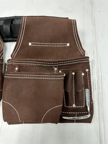 Vista 4 de Zeluga 20-119 11 Pocket Rigger Kit de bolsa de herramientas de cuero resistente, marrón