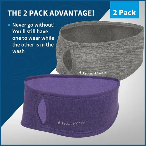 Vista 22 de TrailHeads - Diadema para mujer, diseño de cola de caballo, con banda para la oreja que absorbe la humedad, ideal para correr
