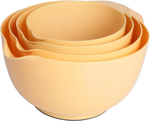 Vista 10 de BoxedHome Juego de cuencos de plástico anidables con boquilla de vertido, apto para microondas y lavavajillas, base antideslizante sin BPA, juego