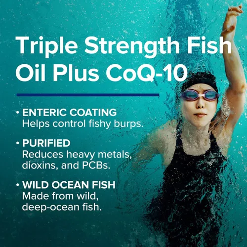 Vista 6 de GNC Aceite de pescado de triple fuerza más suplemento CoQ10 Omega 3, 1000 mg de EPA y DHA, 100 mg CoQ10, salud cardíaca y circulatoria, además