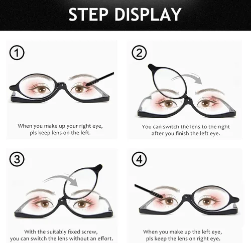 Vista 2 de 2 pares de anteojos de lectura de maquillaje para mujeres, lectores de cosméticos abatibles, anteojos de maquillaje con bisagra de resorte