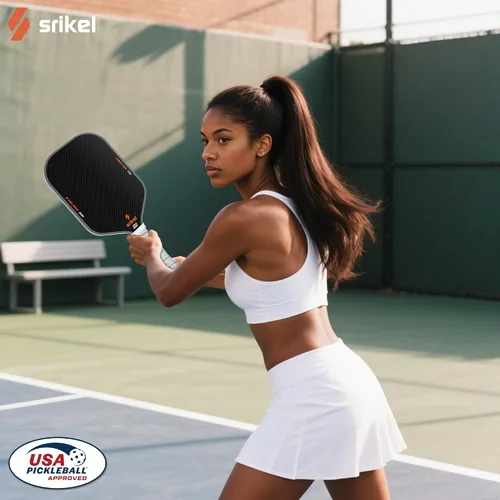 Vista 8 de Paletas de pickleball Srikel, pala de pickleball de fibra de carbono Raw T700, núcleo de polímero de poder de 16mm, raquetas profesionales para gran