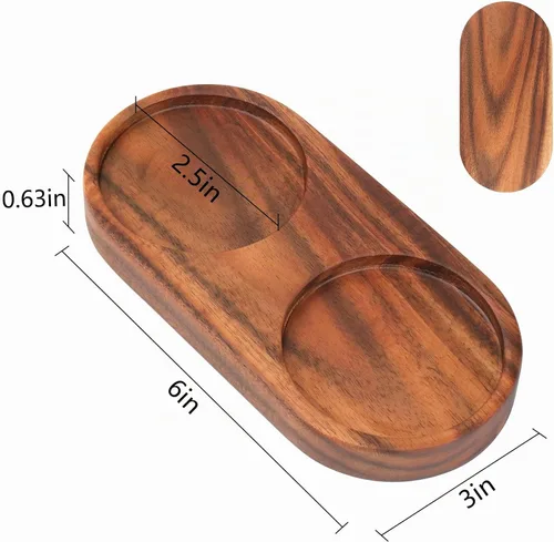Vista 2 de VanlonPro Bandeja para Molino de Sal y Pimienta, Bandeja de Madera de Acacia, Soporte y Descanso para Molinillo de Pimienta
