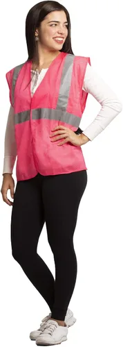 Vista 5 de JORESTECH Chaleco de seguridad reflectante de alta visibilidad con estampado de transferencia de calor personalizada (rosa)