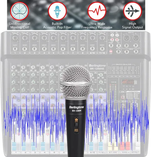 Vista 5 de Micrófono vocal dinámico, carcasa de metal, micrófono para cantar, hablar, con cable, cabina XLR de 25 pies, cardioide, con interruptor