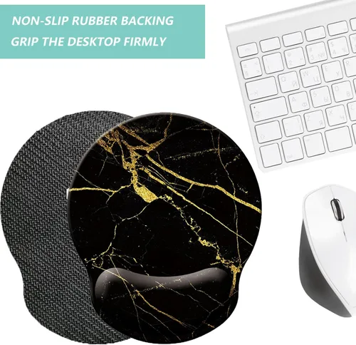 Vista 4 de Alfombrilla de mouse con soporte de muñeca, alfombrilla de mouse ergonómica con cojín de espuma viscoelástica para reposamuñecas, base de goma