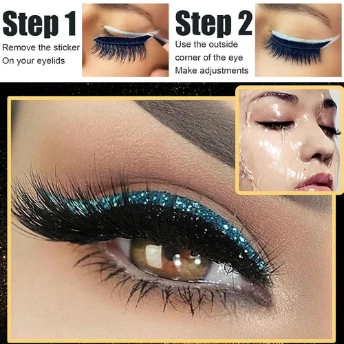 Vista 7 de Pestañas postizas, pestañas postizas de visón, 4 pares/juego de calcomanías delineadoras de ojos, reutilizables, coloridas, belleza, moda, línea
