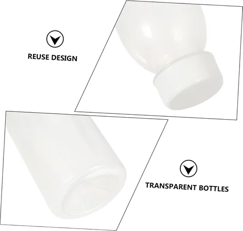 Vista 3 de Hemoton Botellas de almacenamiento de botellas de bebidas transparentes para jugo, botellas de jugo vacías, botellas de leche transparentes con tapas