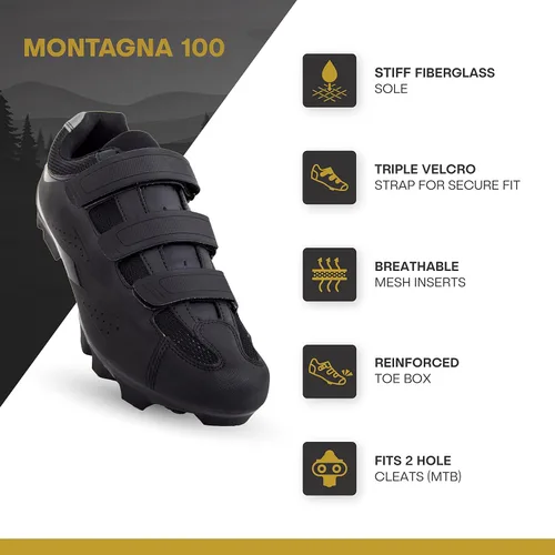 Vista 2 de Tommaso Montagna 100 Mens Mountain Bike Shoes Men Spin Cycling Shoe Gravel SPD Shoes Compatible with SPD Cleats MTB Shoes for Men, SPD Cycling Shoes