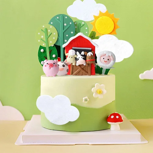 Vista 4 de JeVenis Little Farm - Juego de decoración de tartas de animales de granja, ovejas, vacas, cerdos para baby shower y fiestas de cumpleaños