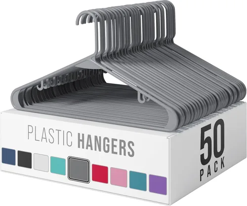 Vista 7 de Perchas de plástico, paquete de 50 perchas color aguamarina, son perfectas para colgar abrigos y ahorrar espacio en general para clósets y nuevos