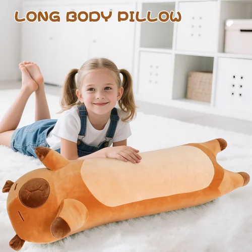 Vista 3 de 33 ih Lindo peluche de Capybara, peluche de Capybara, almohada corporal larga de Capibaras Peluches Kawaii, peluches decorativos, regalos