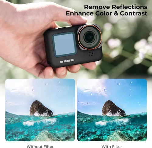 Vista 4 de K&F Concept - Juego de 4 filtros para lentes ND8 ND16 ND32 CPL, compatible con GoPro Hero12 / Hero11 / Hero10 / Hero 9 Black, kit de filtros