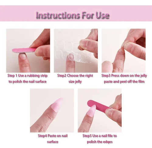 Vista 6 de Nude French Tip Acrylic Medium Almond Press on Nails Flower Fake Nails LHD-Almond-006-03