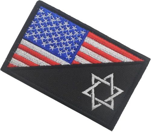 Vista 5 de Parches bordados de la bandera de Estados Unidos e Israel – Israel Jewish Star of David Flags Tactical Militar Moral Emblema Brazalete Insignias