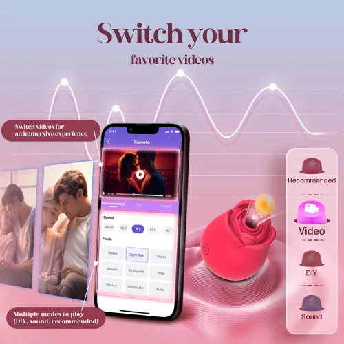 Vista 4 de Vibrador de rosa juguete sexual para mujeres - Neworld vibrador de aleteo 2EN1, juguete de rosa, 9 modos de golpeteo y succión, juguetes adultos