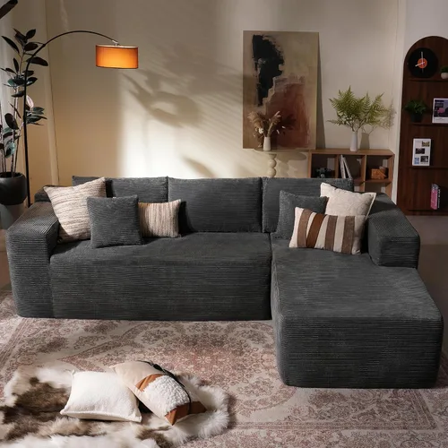 Vista 17 de HOOOWOOO Cloud - Sofás seccionales para sala de estar, sofá modular sin montaje, 110 x 79 pulgadas, de pana afelpada, juego de sofá grande