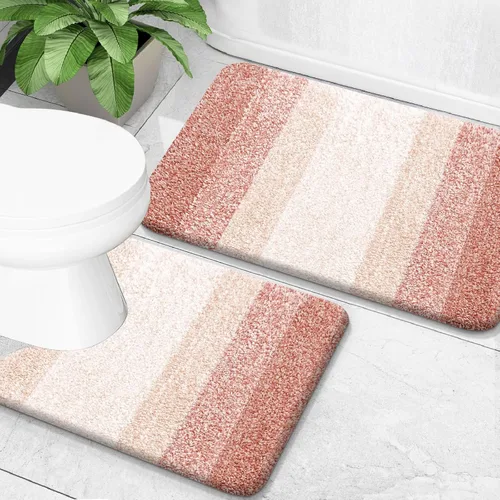 Vista 24 de OLANLY - Juego de tapetes para baño de 2 piezas, de microfibra, suaves y absorbentes, antideslizantes, lavables a máquina y para secadora, felpudos