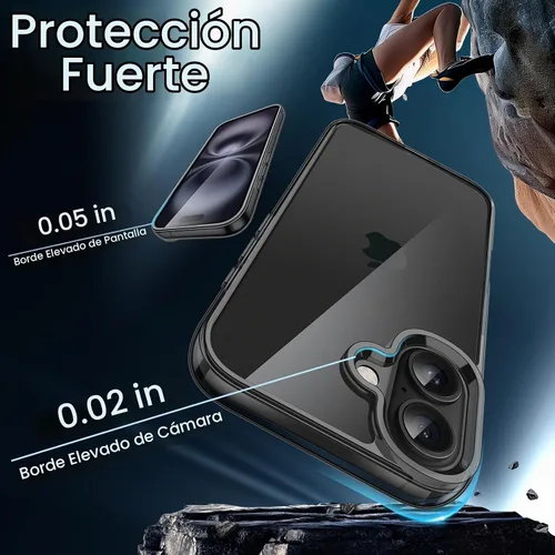 Vista 4 de JETech Funda para iPhone 16, antiamarilleo, color negro Shockproof Protection, Scratch Resistant Hard PC Back, Durable Transparent TPU Bumper
