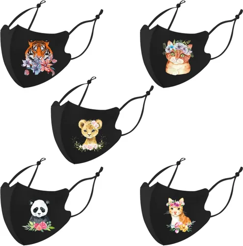 Vista 2 de Máscaras Faciales Lavables, Máscara Facial de Tela Reutilizable, Máscaras de Tela de Seda de Hielo y Algodón, Máscara Facial con Patrón de Impresión