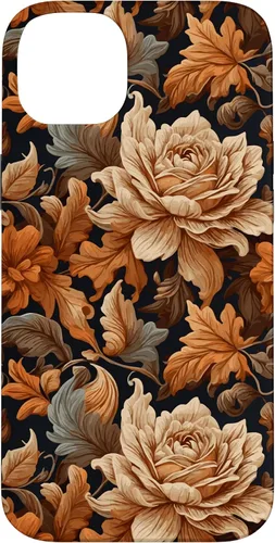 Vista 15 de Warm Colors of Autumn Stylish Design - Fall Flowers Pattern Case for iPhone 16