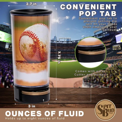 Vista 7 de Spit Bud Baseball #2 The Ultimate Spittoon para masticar – Taza portátil de inmersión y tabaco con tapa, pestaña pop, embudo a prueba de derrames