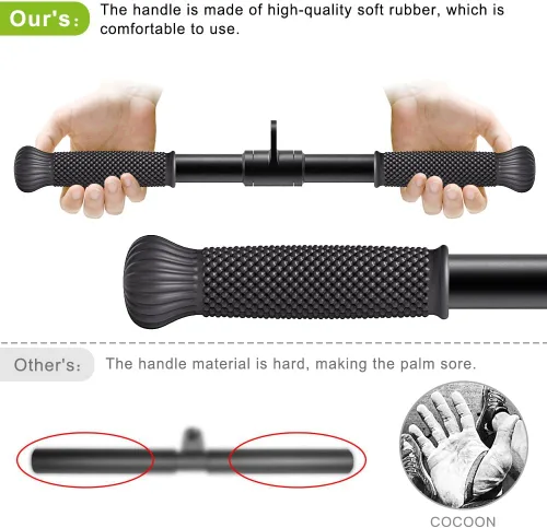 Vista 3 de SELEWARE Accesorios de máquinas de cable de barra recta giratoria para gimnasio, barra de tracción barra de presión con mango de goma