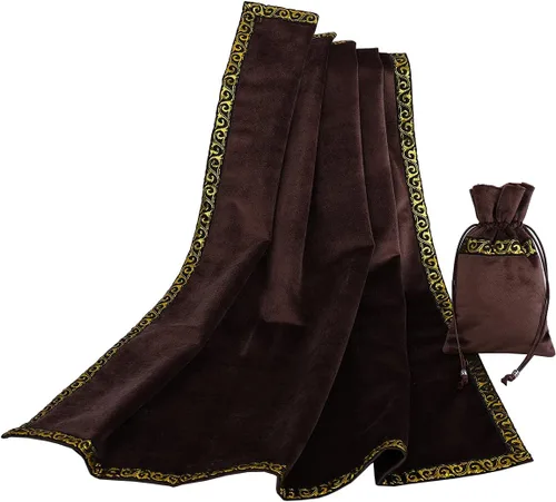 Vista 14 de BLESSUME Mantel de tarot de altar adivinación Wicca cuadrado de terciopelo con bolsa de tarot negro