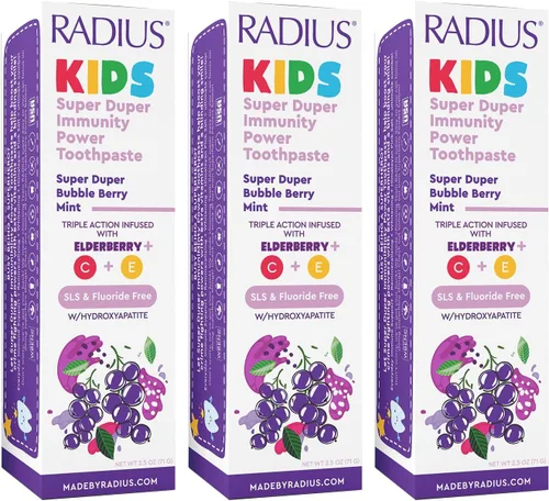 Vista 7 de Radius Pasta de dientes Super Duper Immunity Power para niños, 2.5 onzas, sabor a bayas y menta, paquete de 1