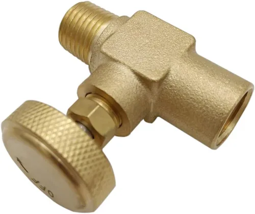 Vista 2 de MENSI 1/4" macho NPT X 1/4" hembra NPT válvula de aguja de control de flujo de gas propano LPG de alta presión de latón resistente