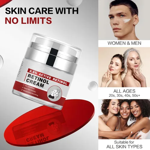 Vista 7 de Crema de retinol para cara con colágeno, ácido hialurónico antienvejecimiento y antiarrugas, crema de estiramiento facial para tensar y reafirmar