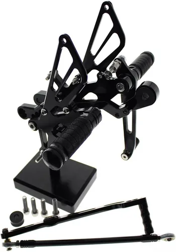 Vista 2 de Reposapiés de motocicleta ajustable de aluminio para Yamaha YZF R6 2006 2007 2008 2009 2010 2011 2012 2013 2014 (negro)