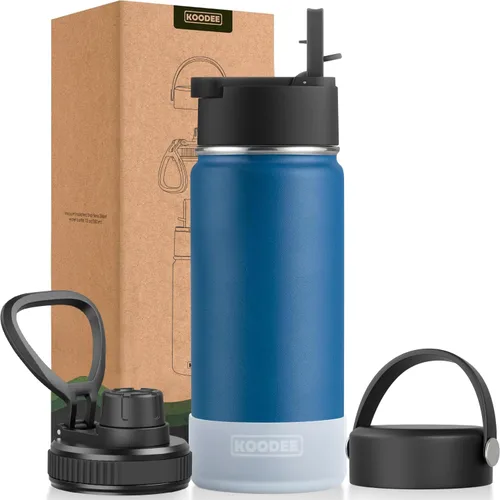Vista 112 de koodee Botella de agua para niños, botella de agua de acero inoxidable de 12 onzas con aislamiento al vacío para la escuela, botella de agua de boca