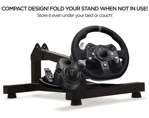 Vista 8 de flybold Racing Steering Wheel Stand - Adjustable Gaming Wheel Mount for Logitech, Thrustmaster, and Fanatec Wheels - Includes Gear Shifter Mount