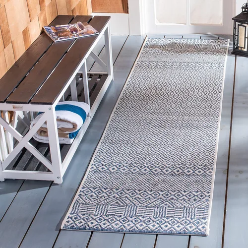 Vista 19 de SAFAVIEH Alfombra lavable al aire libre, colección Courtyard - 2'3" x 5', gris y negro, no desprende pelusa y fácil limpieza, ideal para patio