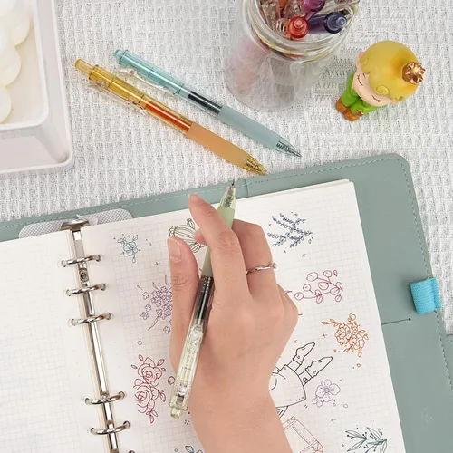 Vista 6 de WRITECH Bolígrafos de gel retráctiles de tinta de secado rápido 0.5mm punta redonda multicolor para escribir en diarios, dibujar, garabatear y tomar